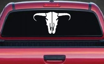 Long Horn Skull Mount Western Rodeo Farm Cowboy Car or Truck Window Decal Sticker