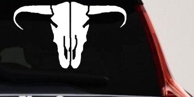 Long Horn Skull Mount Western Rodeo Farm Cowboy Car or Truck Window Vinyl Decal Sticker
