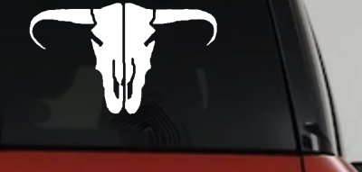 Long Horn Skull Mount Western Rodeo Farm Cowboy Car or Truck Window Vinyl Decal Sticker