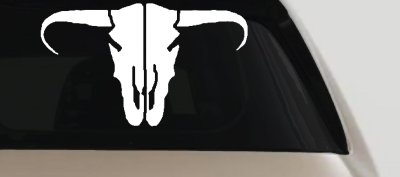 Long Horn Skull Mount Western Rodeo Farm Cowboy Car or Truck Window Vinyl Decal Sticker