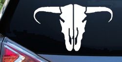 Long Horn Skull Mount Western Rodeo Farm Cowboy Car or Truck Window Decal Sticker