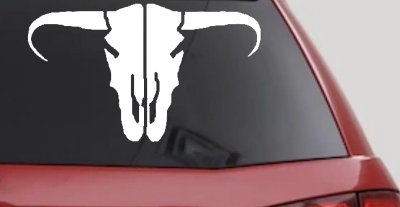 Long Horn Skull Mount Western Rodeo Farm Cowboy Car or Truck Window Vinyl Decal Sticker