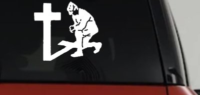 Military Soldier Kneeling at Cross Christian Car or Truck Window Vinyl Decal Sticker