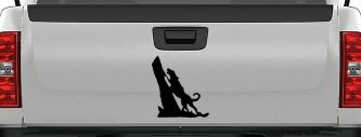 Dog Barking up Tree Hunting Car or Truck Window Vinyl Decal Sticker (Black)