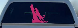 Dog Barking up Tree Hunting Car or Truck Window Decal Sticker (Hot Pink)