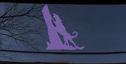 Dog Barking up Tree Hunting Car or Truck Window Decal Sticker (Purple)
