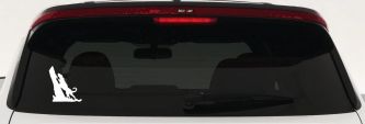 Dog Barking up Tree Hunting Car or Truck Window Decal Sticker (White)