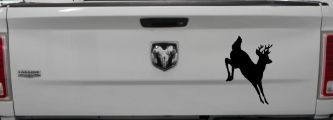 Deer Jumping Hunting Car or Truck Window Vinyl Decal Sticker (Black)