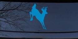 Deer Jumping Hunting Car or Truck Window Decal Sticker (Blue)