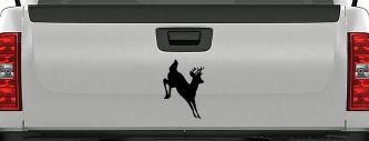 Deer Jumping Hunting Car or Truck Window Decal Sticker (Matte Black)