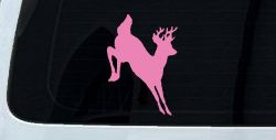 Deer Jumping Hunting Car or Truck Window Decal Sticker (Pink)
