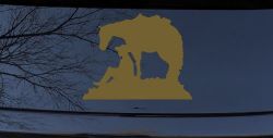 Cowboy and Horse Western Farm and Rodeo Car or Truck Window Decal Sticker (Gold)