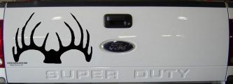Deer Horns Hunting Car or Truck Window Decal Sticker (Black)