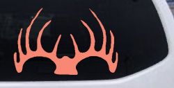 Deer Horns Hunting Decal for Car Truck Window Vinyl Sticker (Coral)