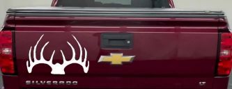 Deer Horns Hunting Car or Truck Window Decal Sticker (White)