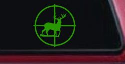 Deer in Scope Hunting Car or Truck Window Vinyl Decal Sticker (Lime)