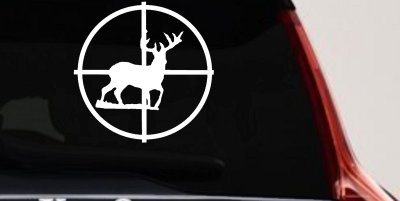 Deer in Scope Hunting Car or Truck Window Vinyl Decal Sticker