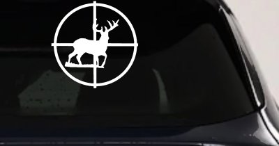 Deer in Scope Hunting Car or Truck Window Vinyl Decal Sticker