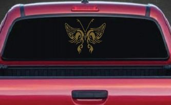 Tribal Butterfly Butterflies Car or Truck Window Decal Sticker (Gold)