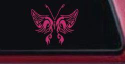 Tribal Butterfly Butterflies Car or Truck Window Decal Sticker (Hot Pink)