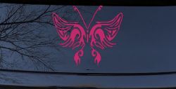 Tribal Butterfly Butterflies Car or Truck Window Decal Sticker (Hot Pink)
