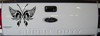 Tribal Butterfly Butterflies Car or Truck Window Decal Sticker (Matte Black)