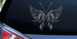 Tribal Butterfly Butterflies Car or Truck Window Decal Sticker (Silver)