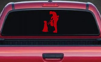 Foul Duck Bird Hunter with Dog Hunting Car or Truck Window Decal Sticker (Red)