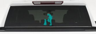 Foul Duck Bird Hunter with Dog Hunting Car or Truck Window Vinyl Decal Sticker (Turquoise)