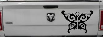 Butterfly Wings with Cross Body Christian Car or Truck Window Decal Sticker (Matte Black)
