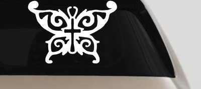 Butterfly Wings with Cross Body Christian Car or Truck Window Vinyl Decal Sticker