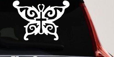 Butterfly Wings with Cross Body Christian Car or Truck Window Vinyl Decal Sticker
