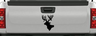 Deer Head Hunting Car or Truck Window Decal Sticker (Black)