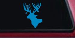 Deer Head Hunting Car or Truck Window Vinyl Decal Sticker (Blue)