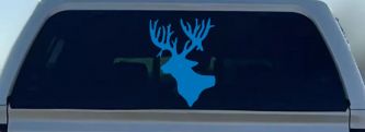 Deer Head Hunting Car or Truck Window Decal Sticker (Sky Blue)