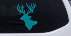Deer Head Hunting Car or Truck Window Decal Sticker (Turquoise Blue)