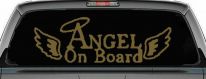 Angel on Board With Halo and Wings Christian Car or Truck Window Decal Sticker (Gold)