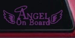 Angel on Board With Halo and Wings Christian Car or Truck Window Decal Sticker (Violet)