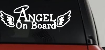 Angel on Board With Halo and Wings Christian Car or Truck Window Vinyl Decal Sticker