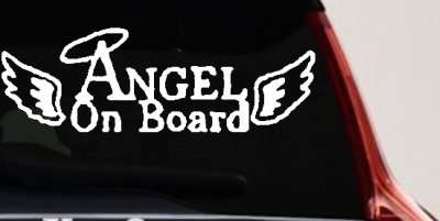 Angel on Board With Halo and Wings Christian Car or Truck Window Vinyl Decal Sticker