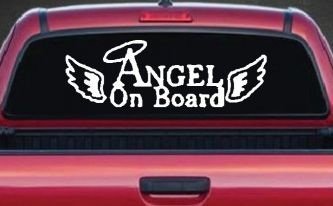 Angel on Board With Halo and Wings Christian Car or Truck Window Decal Sticker