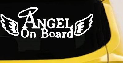 Angel on Board With Halo and Wings Christian Car or Truck Window Vinyl Decal Sticker
