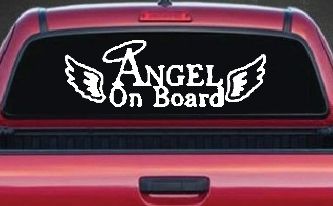 Angel on Board With Halo and Wings Christian Car or Truck Window Decal Sticker