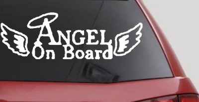 Angel on Board With Halo and Wings Christian Car or Truck Window Vinyl Decal Sticker