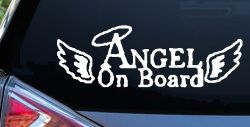 Angel on Board With Halo and Wings Christian Car or Truck Window Decal Sticker