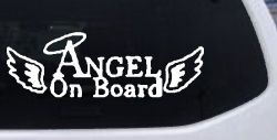 Angel on Board With Halo and Wings Christian Car or Truck Window Decal Sticker