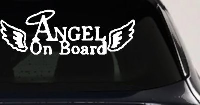 Angel on Board With Halo and Wings Christian Car or Truck Window Vinyl Decal Sticker