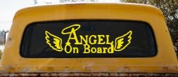 Angel on Board With Halo and Wings Christian Car or Truck Window Decal Sticker (Yellow)