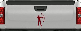 Bow Hunter Hunting Car or Truck Window Decal Sticker (Burgundy)