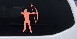 Bow Hunter Hunting Car or Truck Window Decal Sticker (Coral)